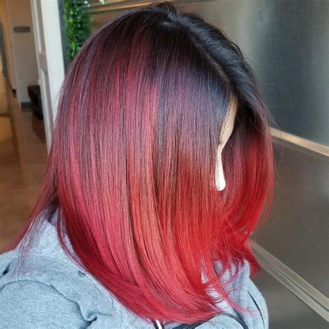 dark to red ombre hair|shoulder length red ombre hair.